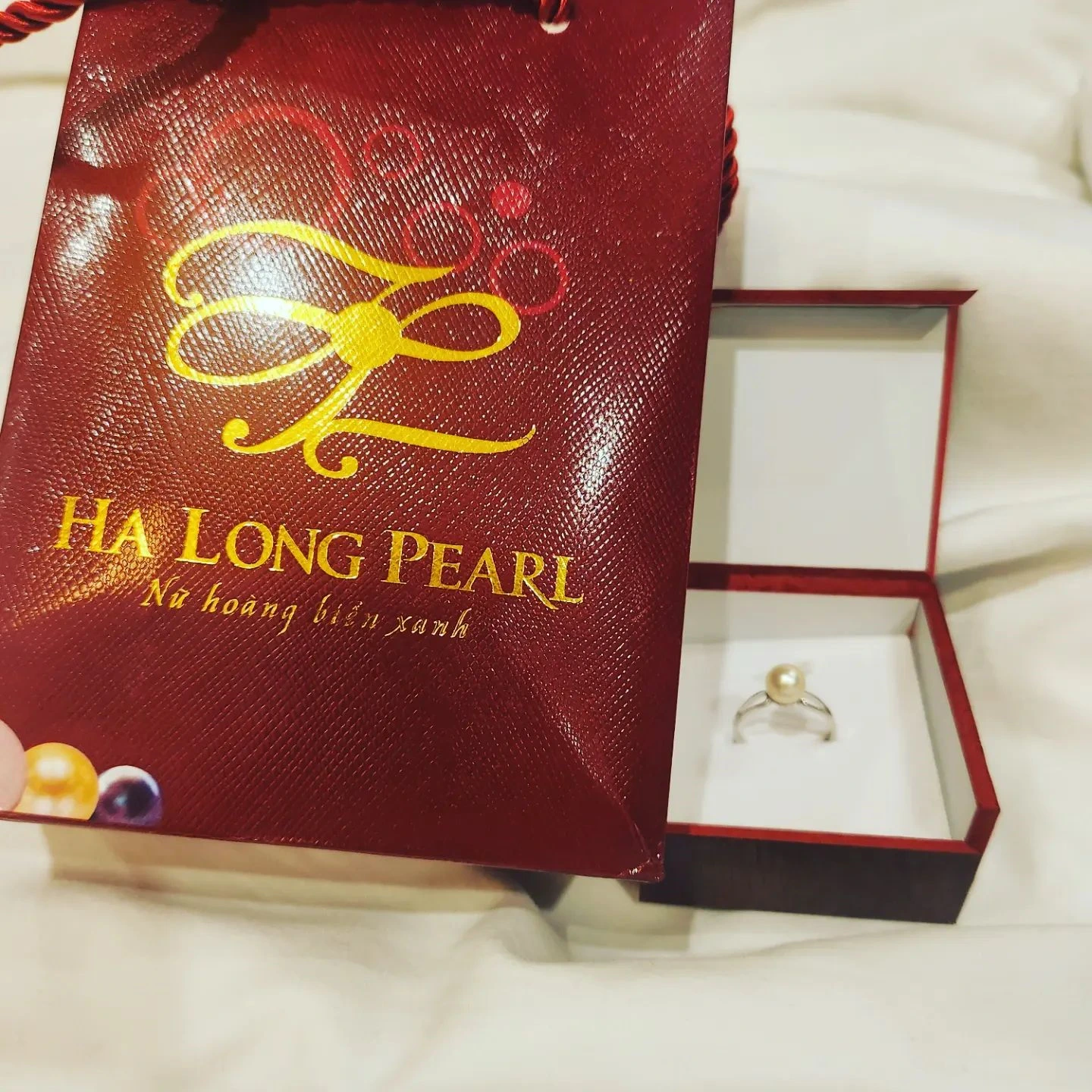 A ring made from pearl being sold at Tung Sau Pearl Farm