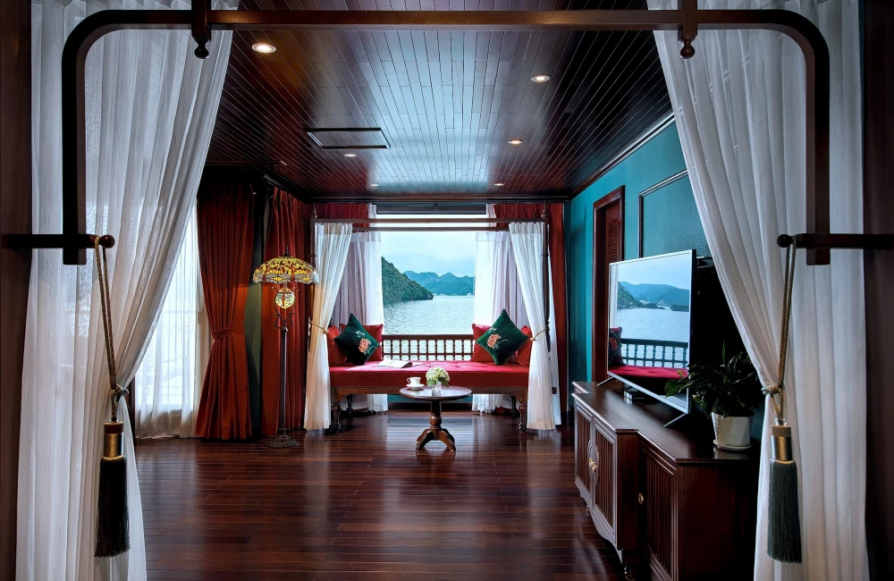 Room setting with view to Halong Bay