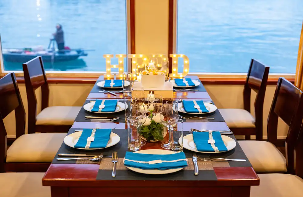 Table set up for dinner