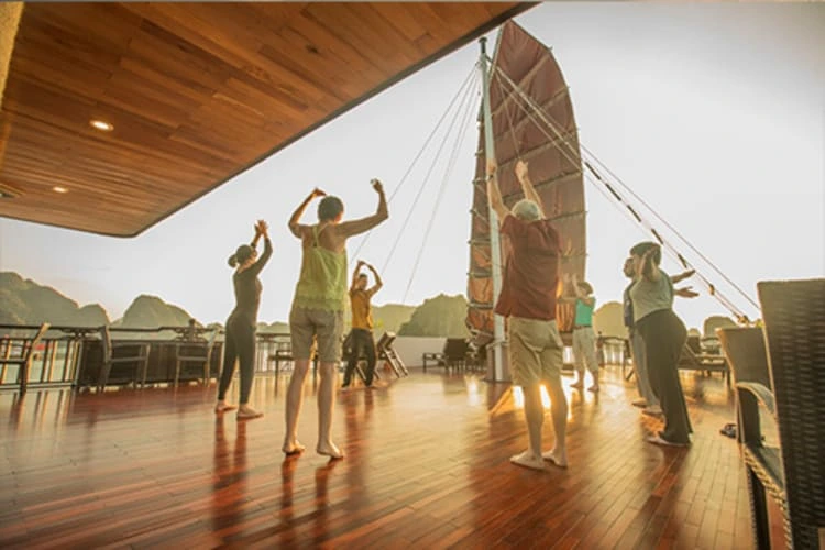 Tai Chi class on deck