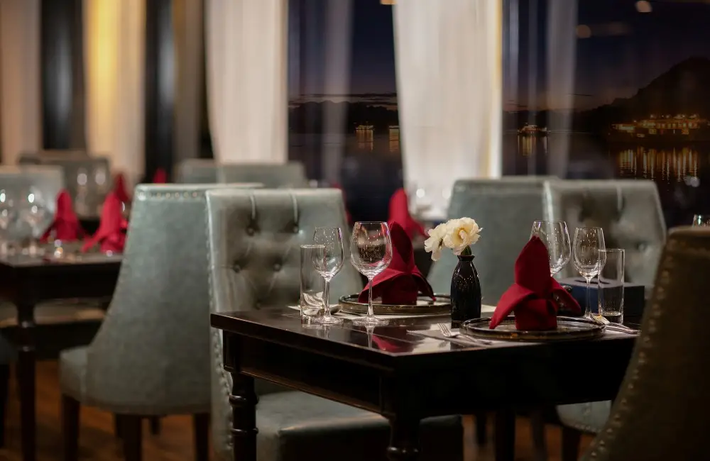 Dining table in restaurant