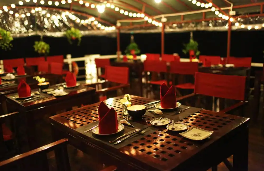 Dinner is being set up in the sundeck
