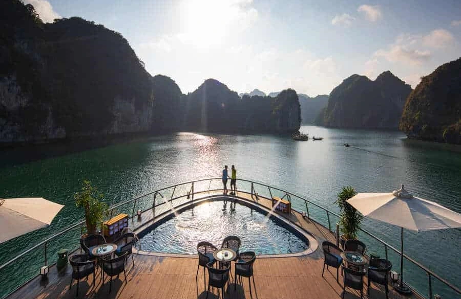 Pool at front deck with view to Lan Ha Bay