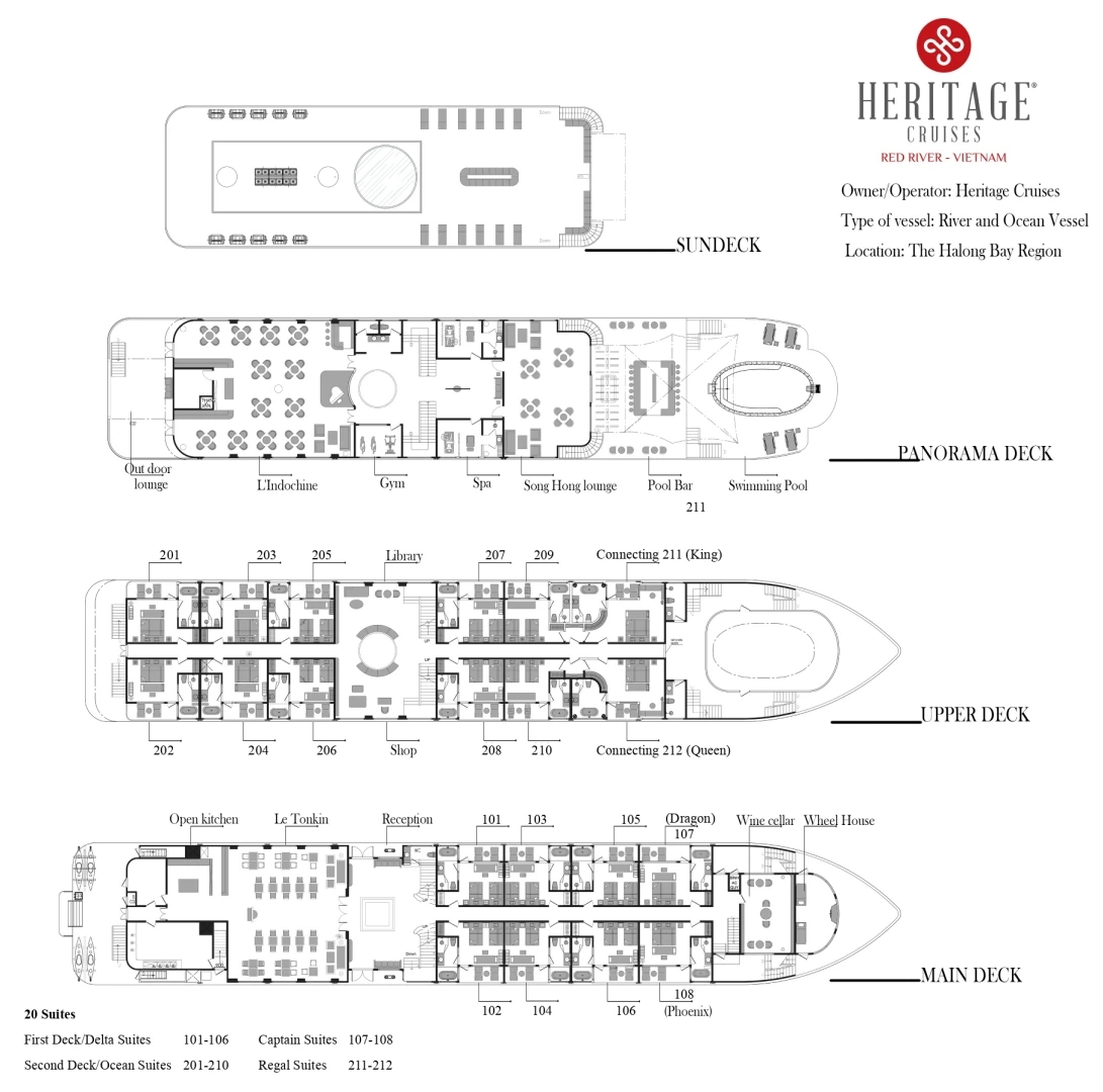 Heritage Cruise Binh Chuan Deck Plan