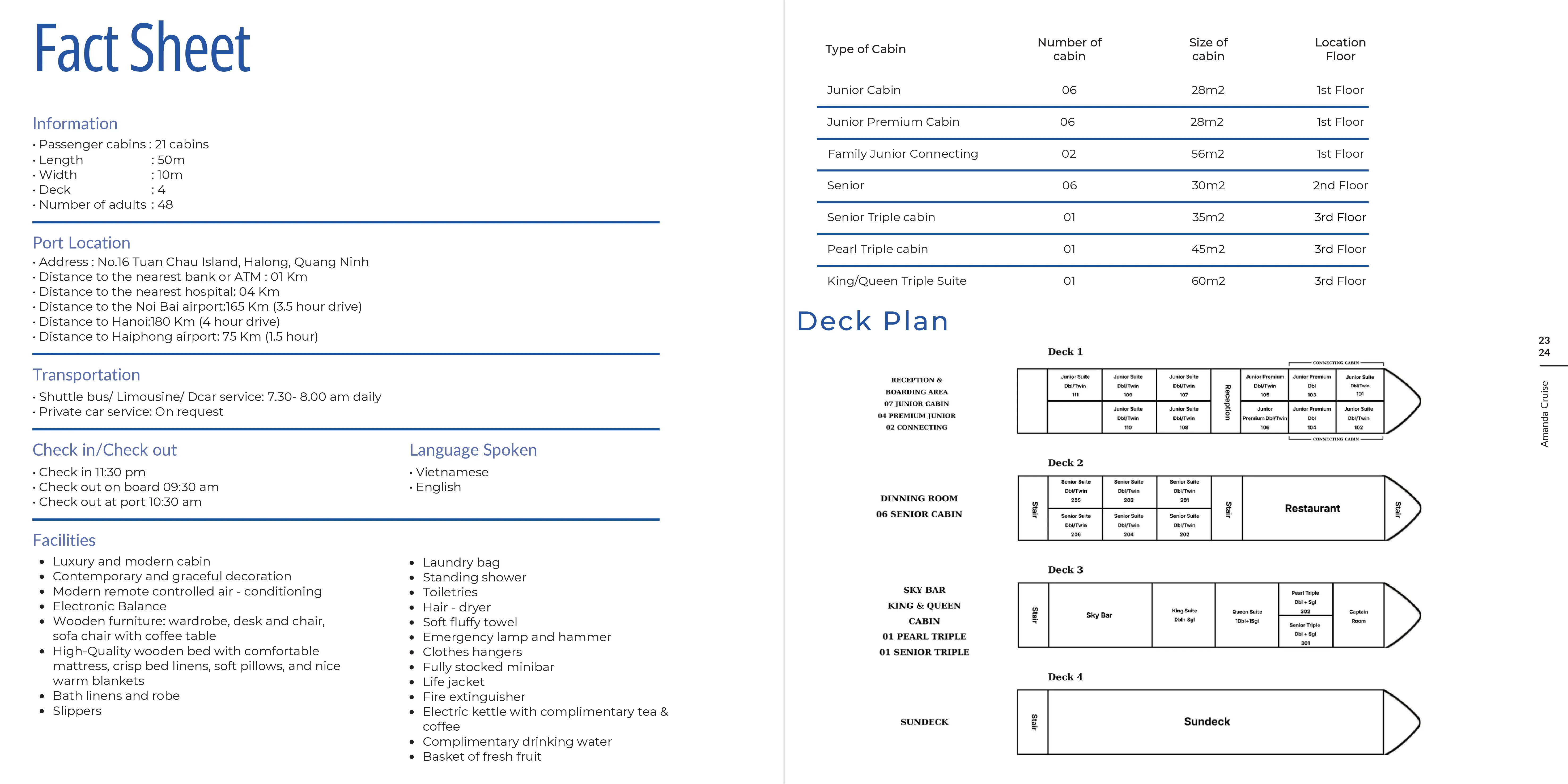 Amanda Pearl Cruise deck plan