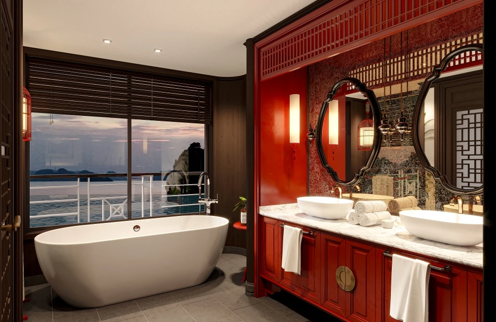 bathroom with ocean view