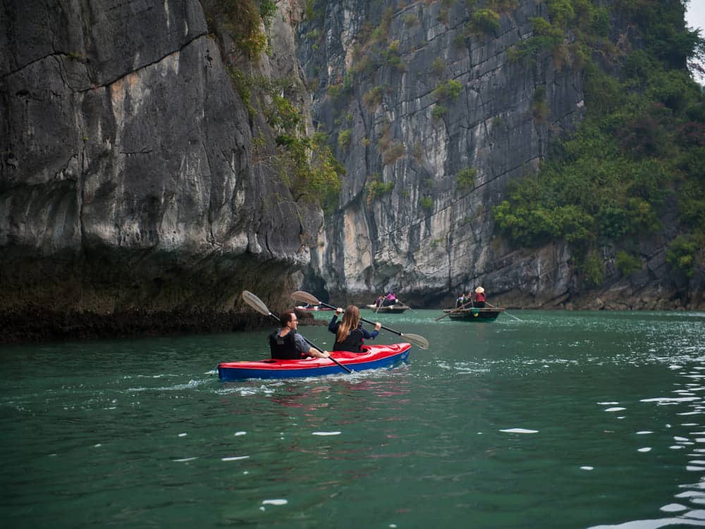 kayaking through caves