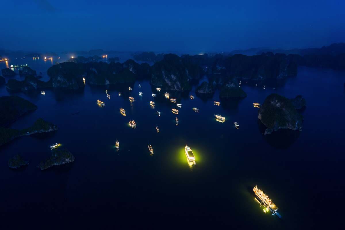 Night view of Halong Bay cruise